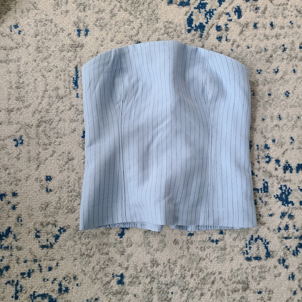 Light Blue Strapless Top